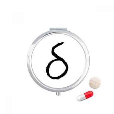 Imagem de Porta-comprimidos com silhueta preta do alfabeto grego, dispensador de remédios