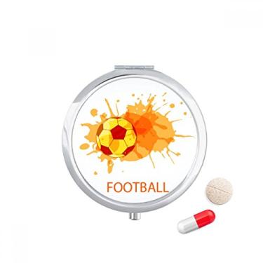 Imagem de Porta-comprimidos esportivos laranja futebol futebol americano, caixa de armazenamento de remédios dispensador