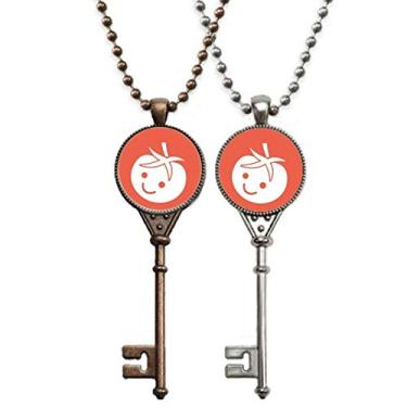 Imagem de OFFbb-USA Colar com pingente de tomate feliz com expressão vegetal, joia para decoração de casal