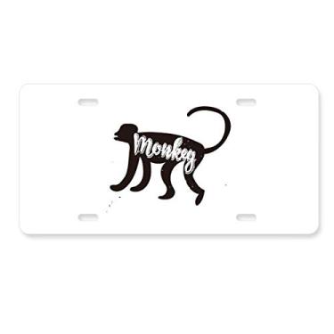 Imagem de DIYthinker Placa de licença de animal preta e branca de macaco, acessório de aço inoxidável para decoração de carro