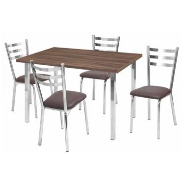 Imagem de Conjunto de Mesa de Jantar com 4 Cadeiras Ana Maria Marrom e Cromado