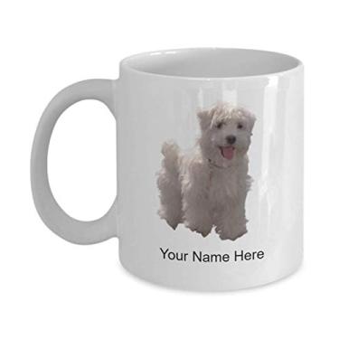 Imagem de Caneca de cachorro maltês personalizada – ideia de presente para amantes de cães maltês – Caneca de café personalizada de maltês – Caneca de café de 325 ml