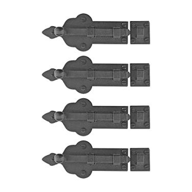 Imagem de Bloqueio de porta preta de ferro forjado com trava de segurança de 10 cm de largura, Pack of 4, Black