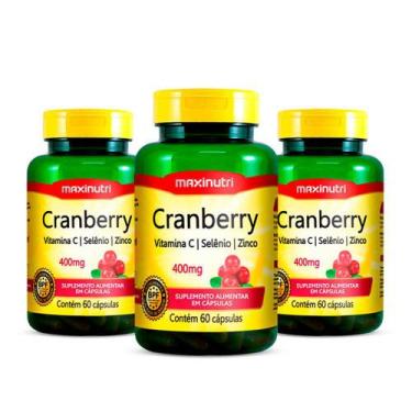Imagem de Kit 03 Cranberry Vitamina C Selenio Zinco Anti Ox 400Mg 60 Capsulas Lo