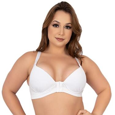 Imagem de Soutien Liso Reforçado Nadador Bojo Alça Sutiã Microfibra Plus Size Cor:Branco;Tamanho:M - 46