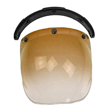 Imagem de Dolity Viseira de capacete com 3 botões de pressão com viseira de bolha retrô para lentes de policarbonato de alta resistência - marrom claro