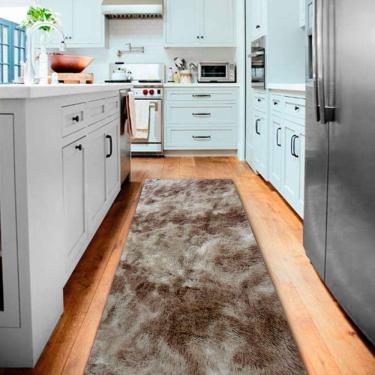 Imagem de Tapete Passadeira Shaggy Pelo Alto Felpudo 50x200cm Casa Dona Bege
