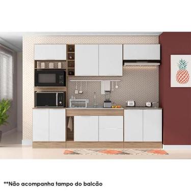 Imagem de Cozinha 5 Peças Com Balcão De Pia Ambiente Ferrara Carvalho Oak Branco