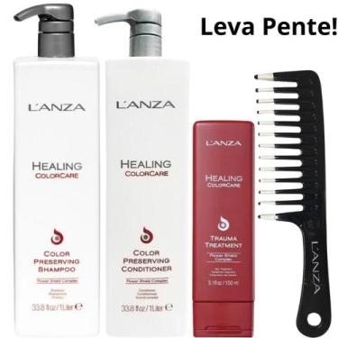 Imagem de Kit Lanza Healing Colorcare Shampoo, Cond 1L E Trauma 150ml - Lanza