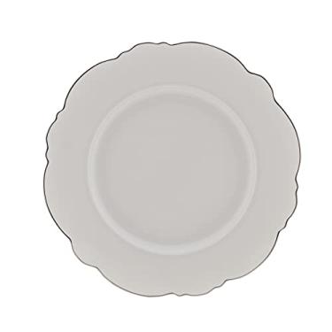 Imagem de Rojemac CJ 6 PRATOS SOBREMESA PORCELANA MALDIVAS BRANCO C/FIO PRATA 21cm