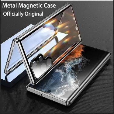 Imagem de Metal Magnetic Case para Samsung  Screen Glass  Capa de Proteção para Câmera  360  Full Close