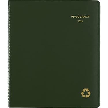 Imagem de AT-A-GLANCE Agenda mensal 2023, calendário de 13 meses, 23 cm x 28 cm, grande, reciclado, abas mensais, verde (70260G60)
