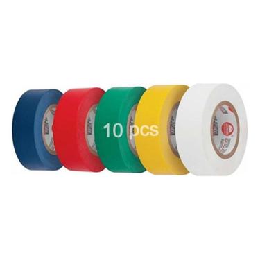 Imagem de Kit 10 Rolos Fita Isolante Colorida Pvc Antichama Adesiva