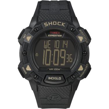 Imagem de Timex Relógio masculino Expedition Base Shock de 45 mm, Blackout, Relógio com cronômetro e alarme de choque EXPEDITION
