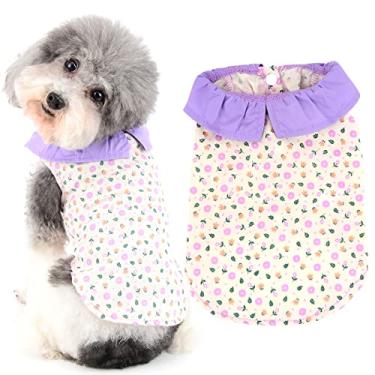 Imagem de Ranphy Vestido de verão para cães pequenos vestidos menina filhote colete vestidos verão gato roupas florais cão princesa roupas sem mangas camisa canzana saia bonito impresso traje animal de