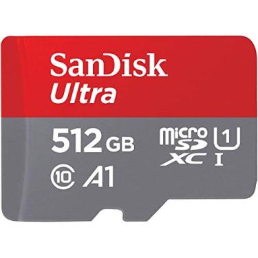 Imagem de SanDisk Cartão de memória Ultra MicroSDXC UHS-I de 512 GB com adaptador - 100 MB/s, C10, U1, Full HD, A1, Cartão Micro SD - SDSQUAR-512G-GN6MA