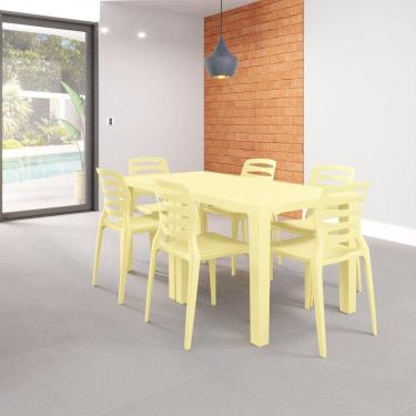 Imagem de Mesa Niala Quadrada Adulta Tampo Plástico Amarelo