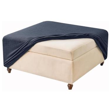 Imagem de Velvet Ottoman Cover Rectangular Stretch Square Ottoman Covers Slipcover Rectangle Washable Foot Stool Cover Thick Storage Protector with Elastic Bottom (Color : #12, Size : 55x55 cm)