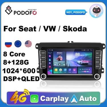 Imagem de Podofo-Leitor multimídia automotivo  rádio  GPS  Wi-Fi  voz AI  7 "  2Din  Android 11  VW