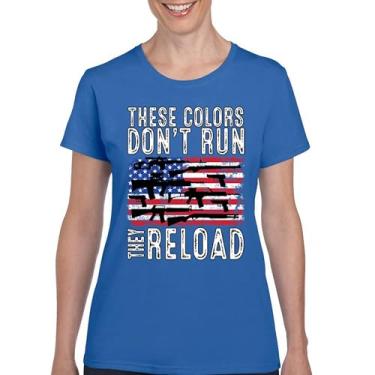 Imagem de Camiseta feminina These Colors Don't Run They Reload 2nd Amendment 2A Second Right American Flag Don't Tread on Me, Azul, GG