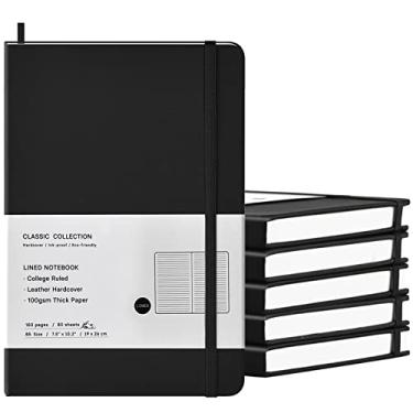 Imagem de Coopay Pacote com 6 cadernos B5, cadernos de redação pautados na faculdade, clássicos, diários forrados de capa dura para escritório, casa, escola, negócios, anotações, 26 x 19 cm, papel grosso de 100