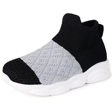 Imagem de Sapatos de bebê Pantufas Infantis Meias Infantis Menino Menina Andador Sapato Sola Antiderrapante, Preto - 19, 9-12 Meses