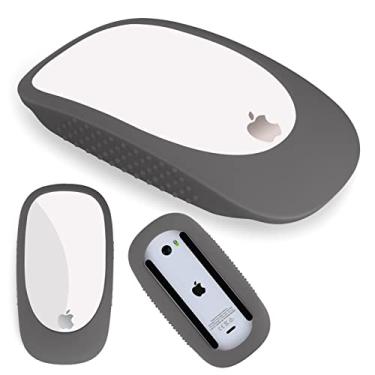 Imagem de AKSHFETH Protetor de silicone para Apple Magic Mouse 2, capa protetora antiqueda para iMac Magic Mouse 1&II (cinza escuro)