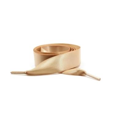 Imagem de 1Pair 2 CM Width Silk Satin Shoelaces Ribbon Shoe Laces Boots Women Sneakers ShoeLace For Sneakers Flat Shoe Laces (Color : Khaki, Size : 100cm)