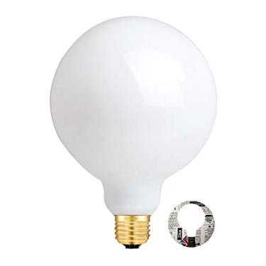 Imagem de CRLight Lâmpada LED globo grande opala regulável de 12,7 cm 12W 5000K, substituição G125 / G40, equivalente a 80 W 800 lm, revestimento interno de vidro leitoso branco E26 tamanho grande Edison antigo