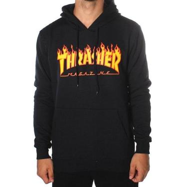 Imagem de Moletom Thrasher Canguru Flame Logo Preto-Masculino