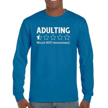 Imagem de Adulting Would Not recommend Camiseta de manga comprida engraçada Adult Life is Hard Review Humor Parenting 18th Birthday Gen X, Azul, GG