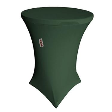 Imagem de LA Linen Toalha de mesa redonda de elastano 76 cm x 76 cm de altura, verde caçador