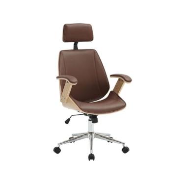 Imagem de Cadeira para Escritório Office Lisboa Natural e Pu Marrom