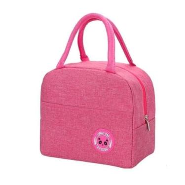 Imagem de Bolsa Térmica Lancheira Portátil Dobrável e Organizadora - Ideal para Manter Alimentos Frescos e Organizados (Rosa)