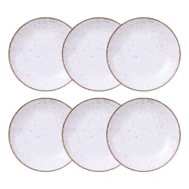 Imagem de Jogo de Pratos Fundo 6 Peças Rústico 22 cm Porcelana Decorada Tramontina