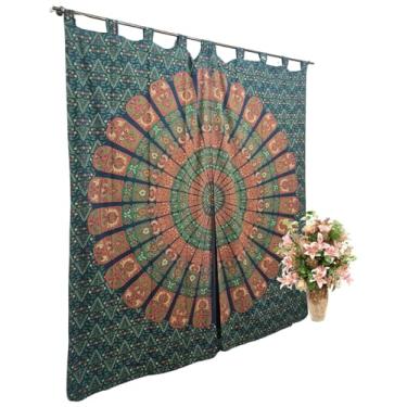 Imagem de Cortina Tecido Indiana Manta Painel Decoração Mandala Boho Chic Hippie Algodão Ioga Yoga Jardim Quarto Meditaçao (verde)