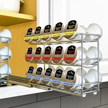 Imagem de Lynk Organizador profissional de cápsulas de café deslizante, suporte superior para armário de cozinha, compatível com Keurig K-Cup, cromado