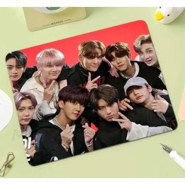 Imagem de Stray Kids Coreia do Sul Música Coreana Boy Pop Band Antiderrapante Gaming Computador Gaming Desktop Laptop Mouse Pad 18 x 22 cm