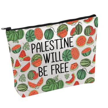 Imagem de PWHAOO Palestine Cosmetic Bag Palestine Will Be Free Cosmetic Bag Palestine Protest Makeup Bag Support Palestine Gift, Palestine Be Free B
