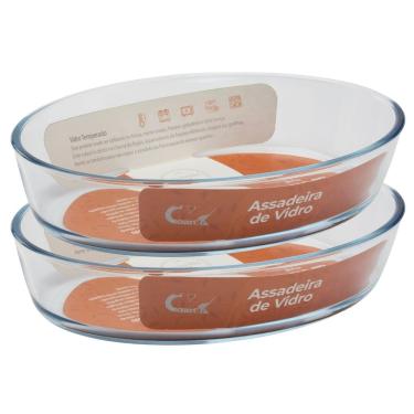 Imagem de Jogo 2un Travessas Tigela Vidro 3 L Grande Lasanheira Forno