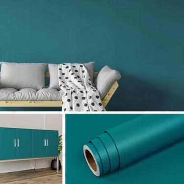 Imagem de Livelynine 15,8 x 394 papel de parede azul-petróleo para banheiro destaque papel de parede