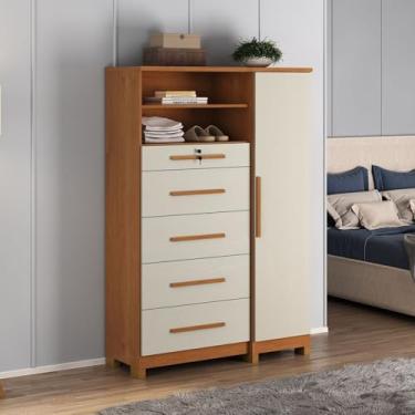 Imagem de Cômoda Sapateira Imperial Mdp 1 Porta 5 Gavetas Cinamomo/Areia