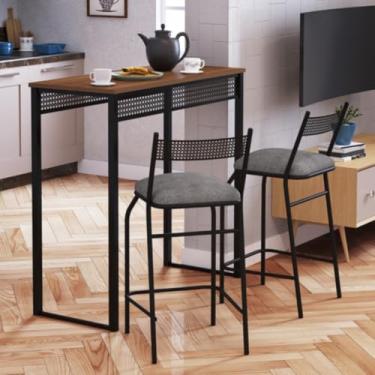 Imagem de Decorlidi Mesa Bancada Estilo Industrial Alta Aparador Vintage - Pintura Eletrostática - Aço Preto Fosco - Altura: 100cm, Largura: 106cm, Comprimento: 44cm