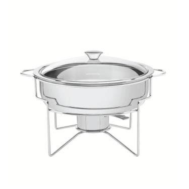 Imagem de Rechaud Redondo 4,3 L em Aço Inox Banho Maria com Suporte para Tampa e Fogareiro Tramontina 61041/200