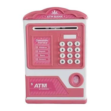 Imagem de shamjina Cofrinho de brinquedo com trava de código de senha Presentes criativos Cofrinho ATM para crianças Caixa de economia para idades de 3 4 5 6 7 8, Rosa