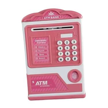 Imagem de EHJRE Cofrinho de brinquedo pequeno pote de dinheiro presentes de aniversário cofrinho atm brinquedos educativos para crianças meninos meninas idades 3 4 5, Rosa