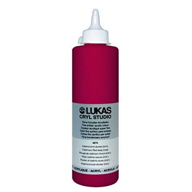 Imagem de LUKAS Cryl Studio Tinta acrílica - Pintura de acrílico de artista profissional da Alemanha, Cadmium Red Deep Hue, 500 ml Bottle