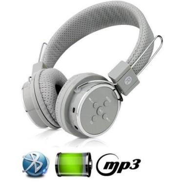 Imagem de Fone De Ouvido Bluetooth Micro Sd Mp3 Rádio Fm Player - Cinza - Boas