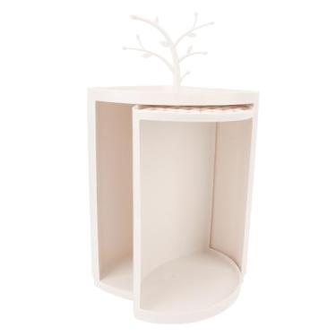 Imagem de Armário de Armazenamento de Canto de Bancada Branco Creme, Material Resistente à água e Poeira Rack de Armazenamento Oculto de Canto de Rolamento Longo Forte para Tempero