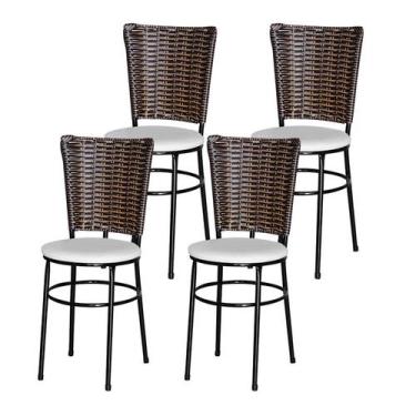 Imagem de 4 Cadeiras para Mesa Preta Hawai Avelã - Laumar, Branco